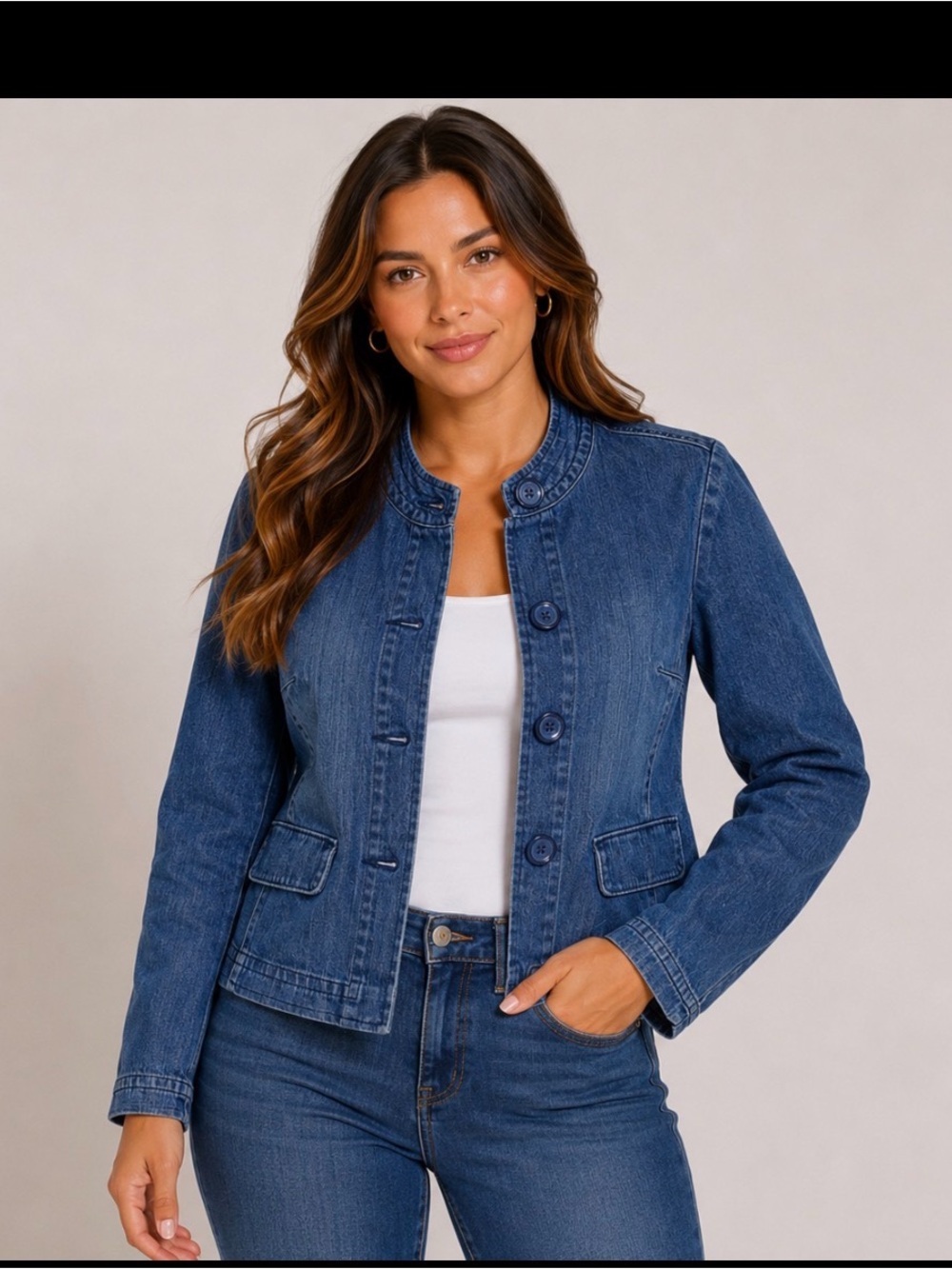 Levis Strauss Signature Denim Jean Jacket Women's large Buttons fitted SZ M